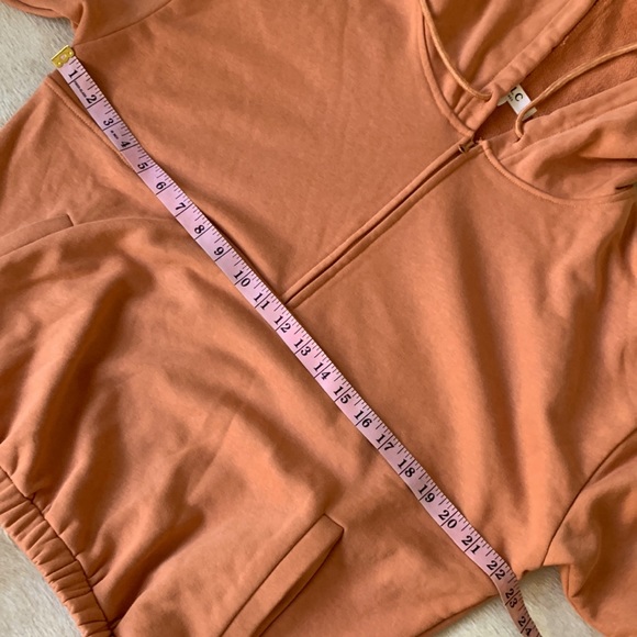 LBLC THE LABEL “Joey Zipper Hoodie” Terracotta ORANGE Pullover Sweatshirt - Picture 4 of 7